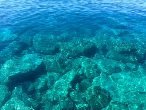 Sea water crystal-clear blue turquoise waves