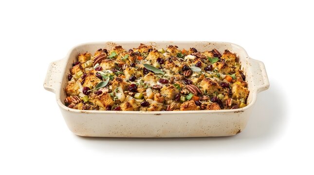 Thanksgiving Day Food Turkey stuffing casserole prepared - High Quality Modern Digital Asset for Design and Commercial Concept