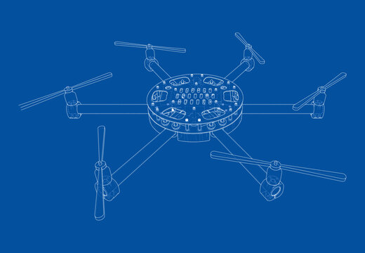 drone blueprint illustration. Vector