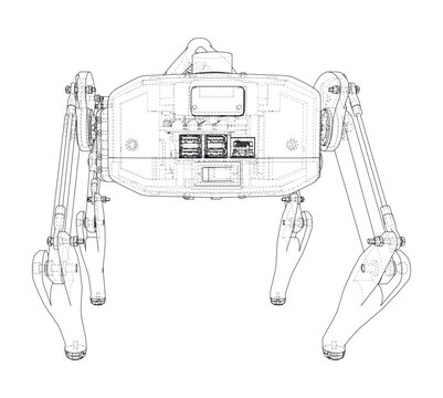 robotic quadruped outline illustration. Vector