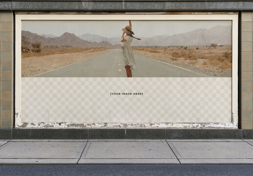 Blank Outdoor Advertising Frame on City Sidewalk