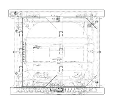 mechanical blueprint top view illustration. Vector