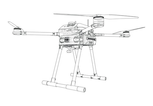 drone illustration wireframe design. Vector