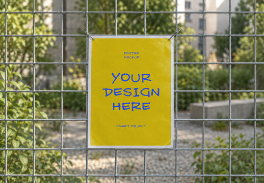 Wire Fence Poster Mockup