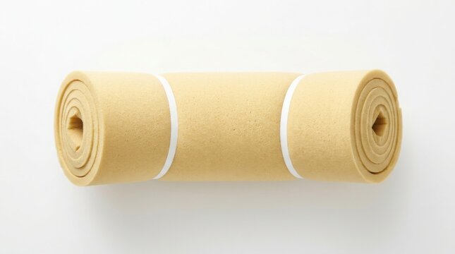 Roll of yellow insulation foam isolated on a white background