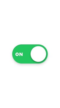 Modern toggle switch on and off animation on pure white background, 4k vertical ui button slider, interactive application control interface graphic element, video editing presentation loop