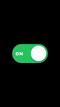 Modern toggle switch on and off animation with transparent alpha channel, 4k vertical ui button slider, interactive application control interface graphic element, video editing overlay loop