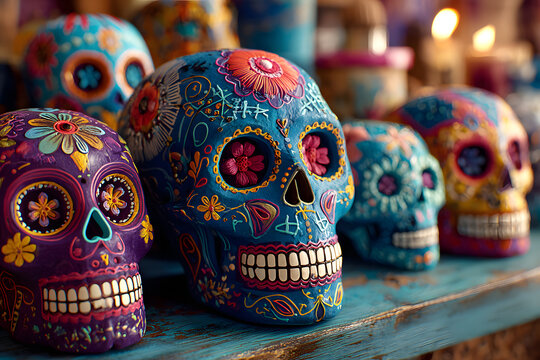 Calaveras de az&uacute;car tradicionales