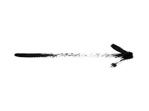 Hand painted black arrow isolated on transparent