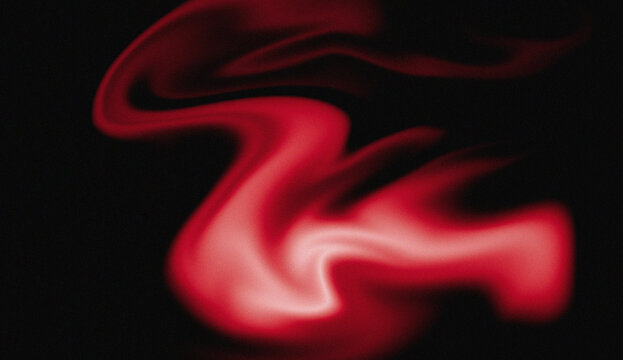 Glowing red gradient shape on black grainy background, abstract noise texture light blurs on dark poster, banner backdrop, tech webpage header or digital wallpaper design