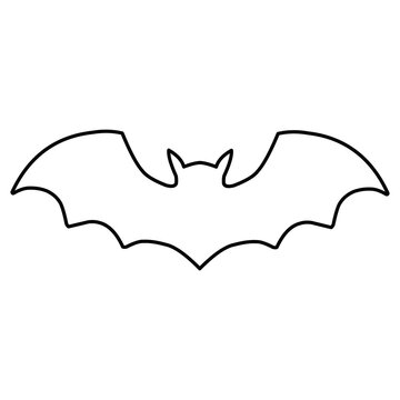 halloween vector icon Black bat wings silhouette in neutral outline style