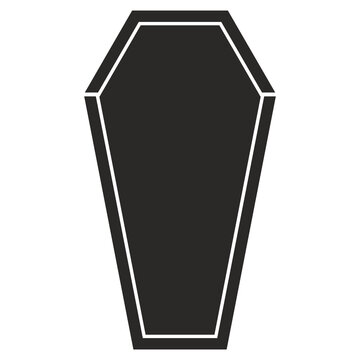halloween vector icon Minimalist black coffin icon with white outline