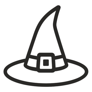 halloween vector icon Simple black and white witch hat icon with buckle detail