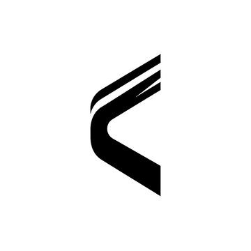 Abstract dynamic curve letter C or wave vector logo