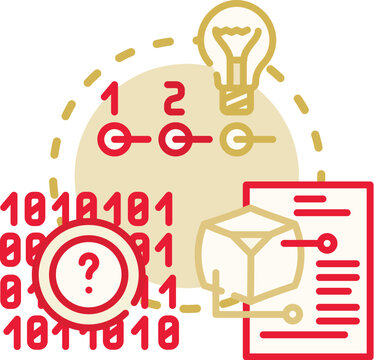 Quantitative research concept. Statistics quantification, measurement metrics, regression precision icon vector illustration