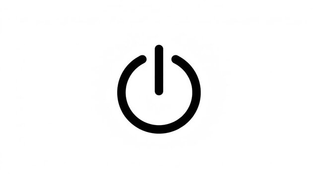 Black power button symbol on white background tech interface icon