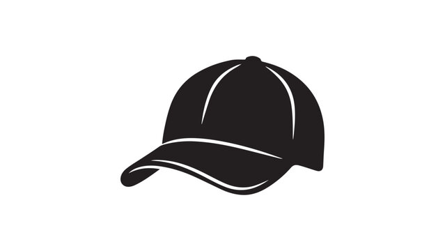 Black silhouette baseball cap vector illustration for sporting equipment and fashion apparel.