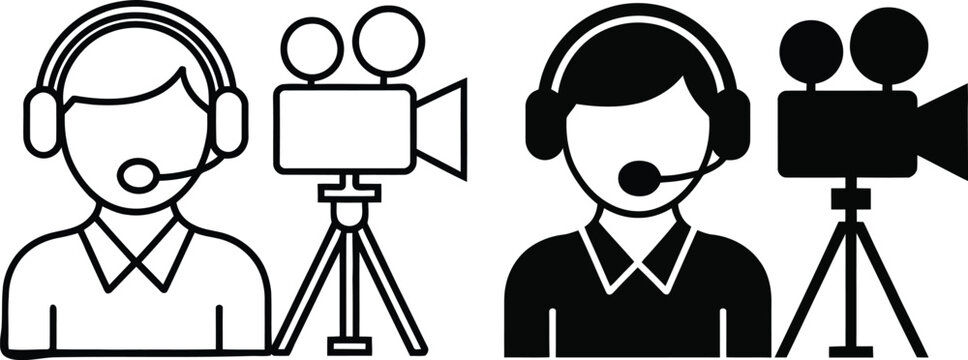 Camera operator and videographer vector illustration