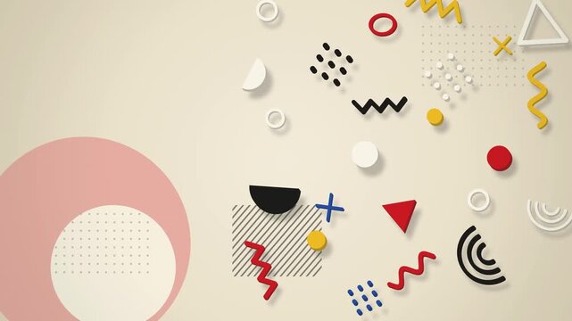 Layered Memphis squiggles and zigzags pulsing in rhythm on cream
