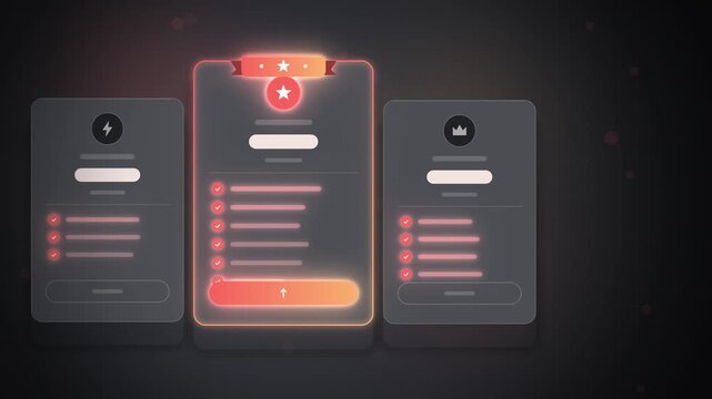 Coral SaaS pricing plan cards with featured tier seamless loop