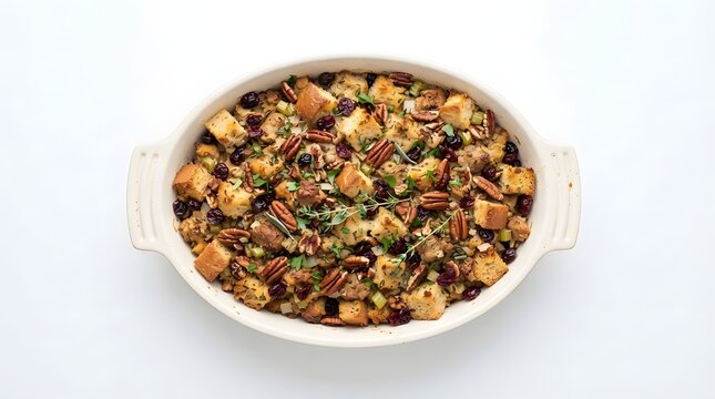 Thanksgiving Day Food Cranberry stuffing with bread - High Quality Modern Digital Asset for Design and Commercial Concept