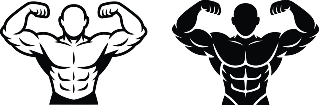 Muscular male bodybuilder posing vector illustration