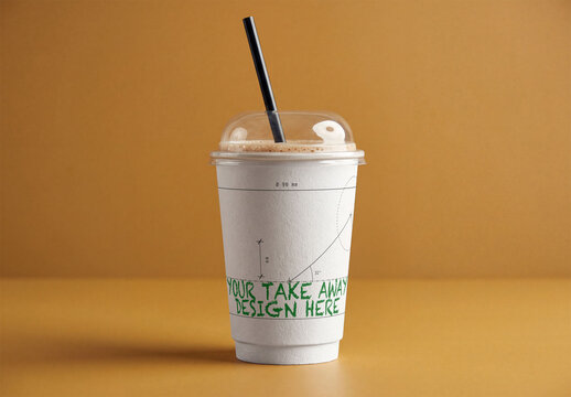 Mockup Template of Double Wall Paper Take away Cup with Dome Lid