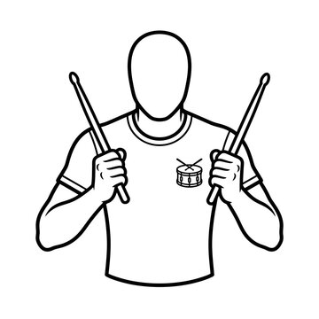 Minimalist Line Art Illustration of a Drummer Holding Sticks