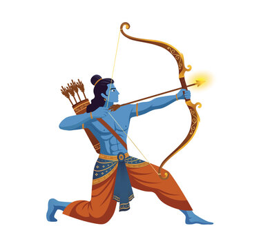 Lord Rama with Bow and Arrow Vector Illustration