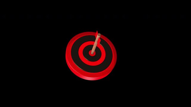 3d render of a red target Animation on a transparent background