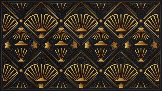 Art deco pattern background, luxury vintage gold geometric design, elegant gatsby style wallpaper