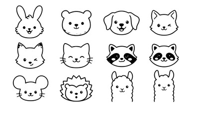 Fototapeta premium Adorable Woodland Animal Portraits Vector Collection for Baby Nursery Design