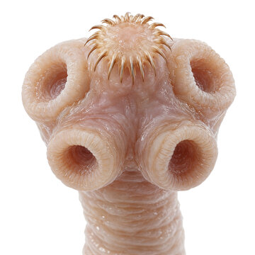 Tapeworm scolex head isolated on transparent background PNG cutout