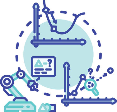 Custom model tuning concept. Accuracy calibration, dataset labeling, performance optimization icon vector illustration