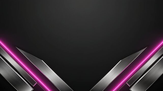 Pink Light Lines Extending Along Silver Diagonal Borders on Black