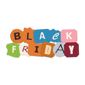 Colorful black friday block letters text design