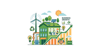 Fototapeta premium Sustainable Business Growth Concept Vector Illustration