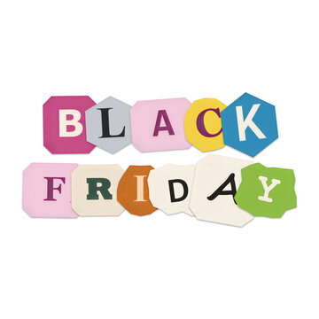 Black friday colorful letter block text