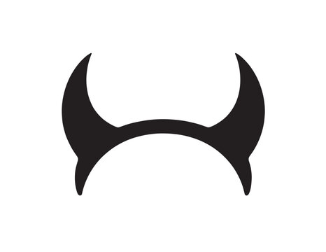 Halloween devil horns silhouette isolated on white background for