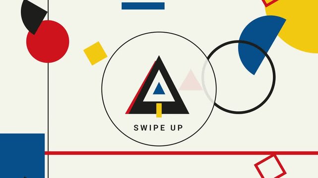 Geometric Animation Loop with "Swipe Up" Logo and Abstract Shapes