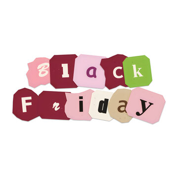 Colorful black friday sale text design with shopping icons