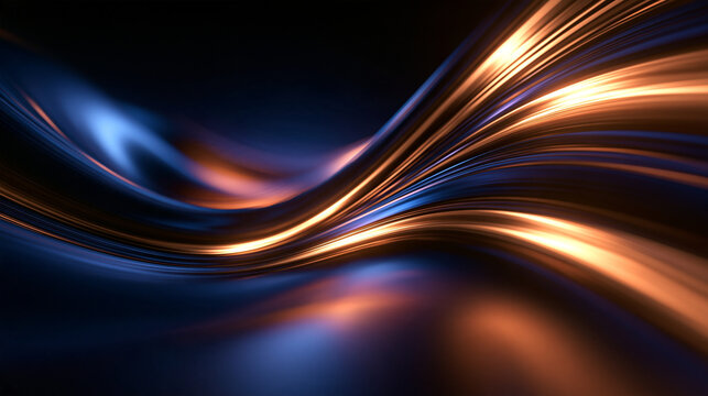 Abstract Futuristic Wave Background with Glowing Golden Lines