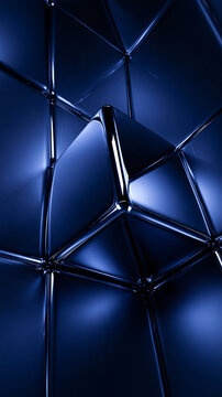 Abstract Geometric 3D Blue Metallic Background