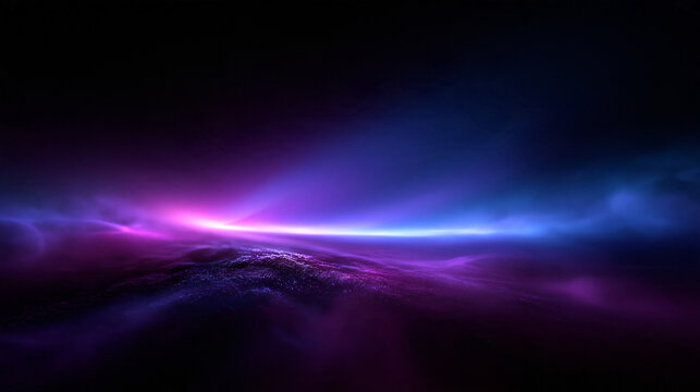 Futuristic Abstract Space Background with Glowing Neon Horizon