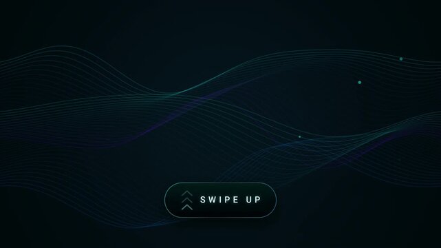 Animated waves background with 'Swipe Up' button - motion graphics, digital art, dark theme