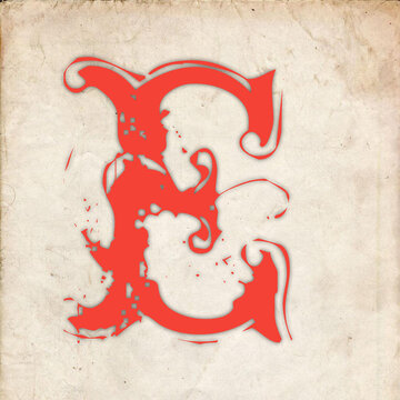 Stylish artistic decorative typography letter E monogram design with grunge effect on vintage paper background