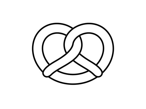 Classic Pretzel Outline Icon - Simple Black and White Line Art Drawing