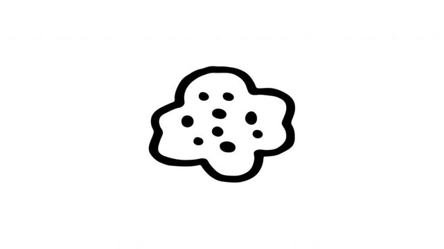 Cookie For Baking And Sweet Snack Promotion Doodle Animation. Biscuit And Dessert Treat. 4K Video Loopable Overlay Element. Hand-Drawn Animated Icon With Alpha Channel.