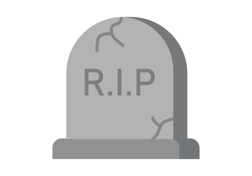 L&aacute;pida de piedra gris con grietas y el texto rip sobre fondo blanco
