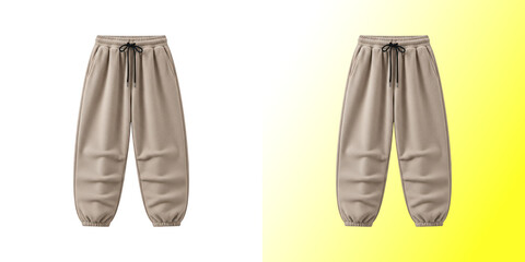 Beige fleece sweatpants isolated on transparent background © MDMAHMUD
